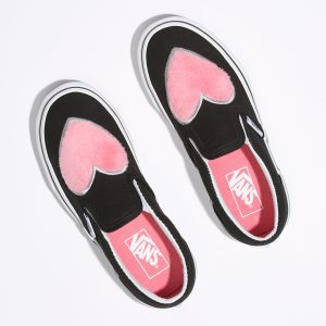 Vans Kiz Çocuk Kaykay Ayakkabısı Fur Heart Slip-On Pembe/Siyah | 39777-559